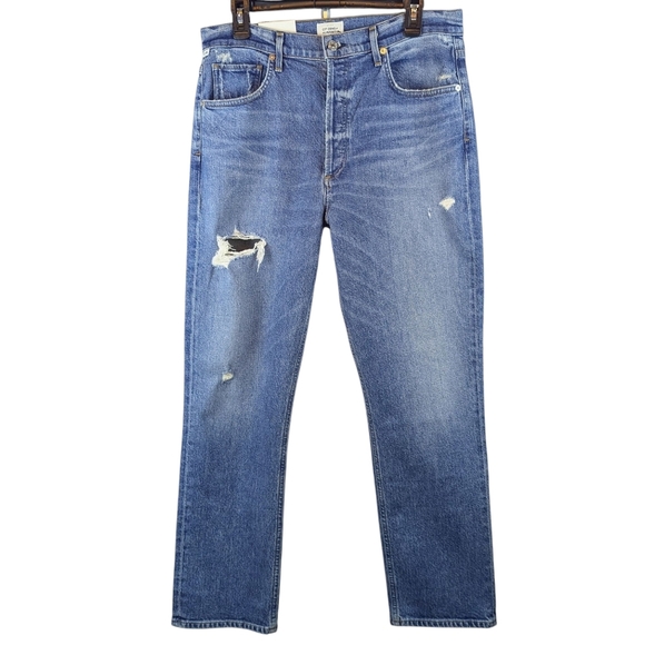 Citizens of Humanity Sabine High Rise Straight Distressed Arthouse Blue 30 NWT - Picture 3 of 16